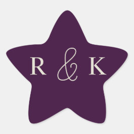 Pegatina En Forma De Estrella Monograma de parejas elegante