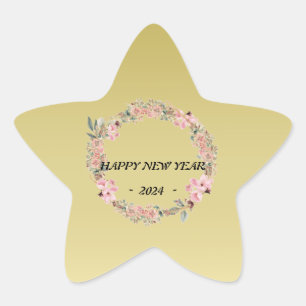 Pegatina En Forma De Estrella Monograma de personalizado floral colorido moderno