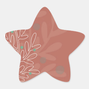 Pegatina En Forma De Estrella Muérdago de Navidad, flores de fiestas invernales