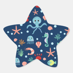 Pegatina En Forma De Estrella Mundo Marino