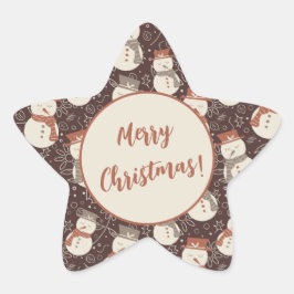 Pegatina En Forma De Estrella Muñecos de nieve serenos - ¡Feliz Navidad! editabl