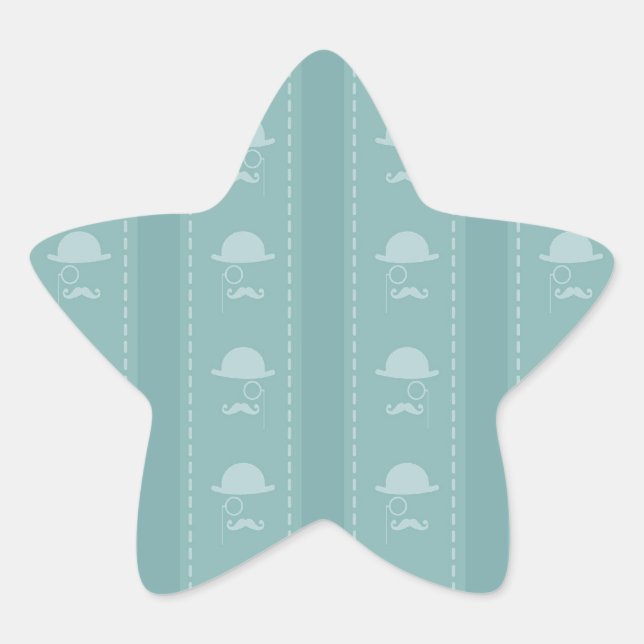 Pegatina En Forma De Estrella Mustaches y Gorras (Anverso)