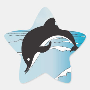 Pegatina En Forma De Estrella Nadar Con Delfines