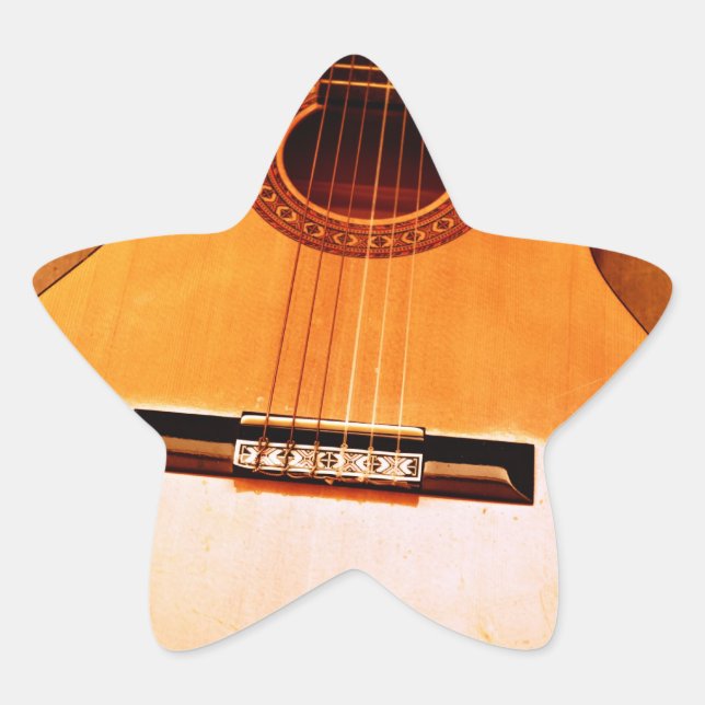 Pegatina En Forma De Estrella Naranja Guitar (Anverso)