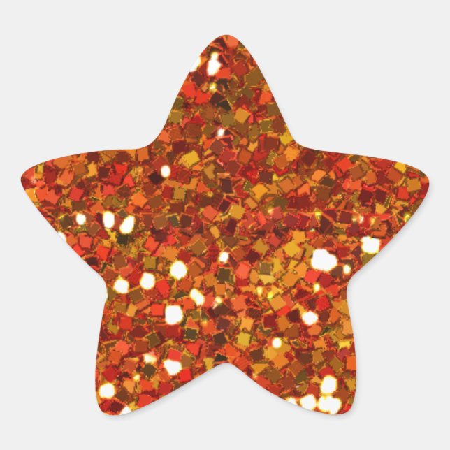 PEGATINA EN FORMA DE ESTRELLA NARANJA LUMINOSO ROJO TAN BLANCO PURPURINA TILES T (Anverso)