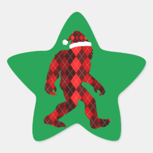 Pegatina En Forma De Estrella Navidad de Bigfoot - Divertida Navidad  