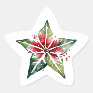 Pegatina En Forma De Estrella Navidad festiva verde y roja