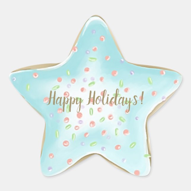 Pegatina En Forma De Estrella Navidades Blue Frosted Sugar Cookie Holiday (Anverso)