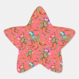 Pegatina En Forma De Estrella Navidades canguro cúrcute rosado