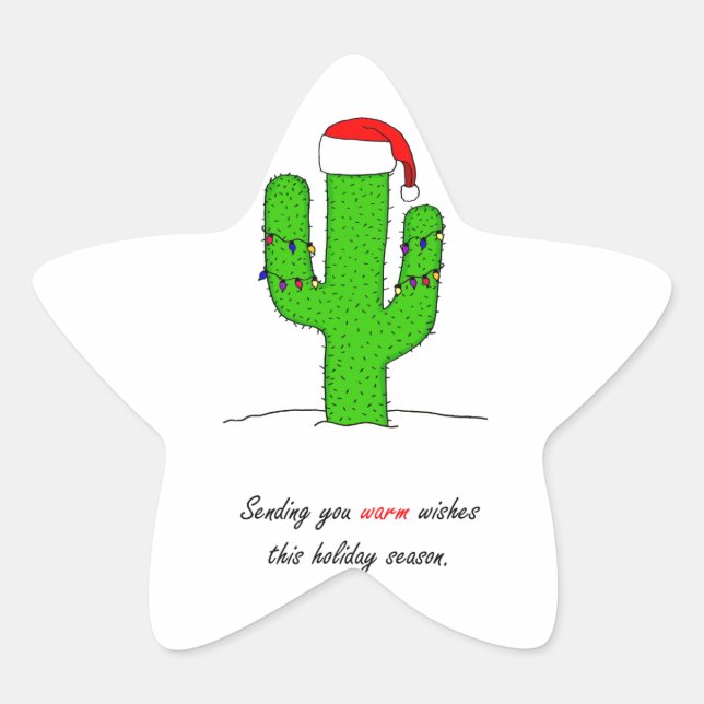 Pegatina En Forma De Estrella Navidades de Cactus (Anverso)