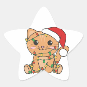 Pegatina En Forma De Estrella Navidades de gato Animales de invierno Pegatina Es
