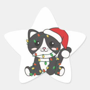 Pegatina En Forma De Estrella Navidades de gato Animales de invierno Pegatina Es