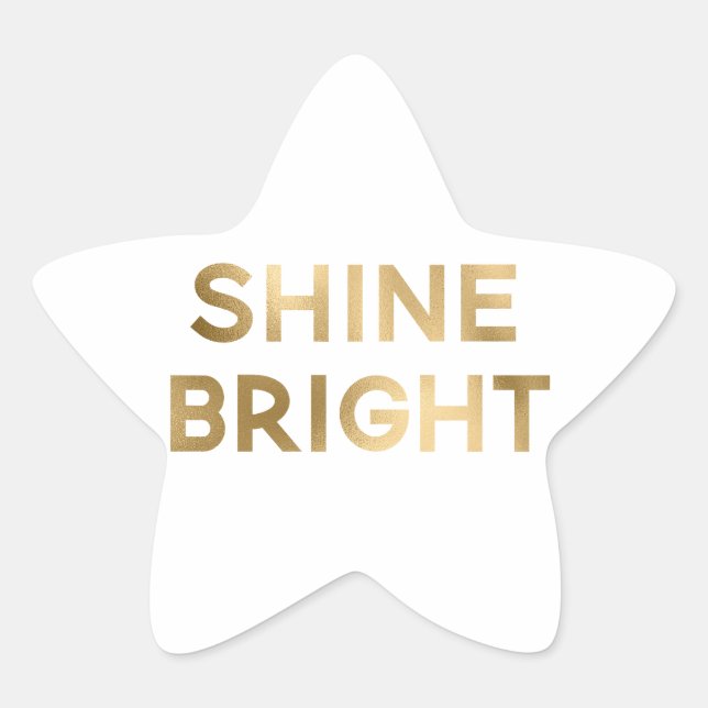 Pegatina En Forma De Estrella Navidades de Gold Glam Shine Bright (Anverso)