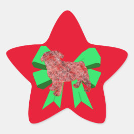 Pegatina En Forma De Estrella Navidades de Pug Dog Silhouette Green Bow