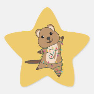 Pegatina En Forma De Estrella Navidades de Quokka cantan nieve animaciones de in