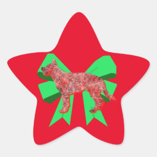 Pegatina En Forma De Estrella Navidades de Silueta Pastora Alemana Red&Green Bow