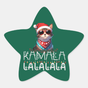 Pegatina En Forma De Estrella Navidades divertidos Cat Kamala La La La La La Peg