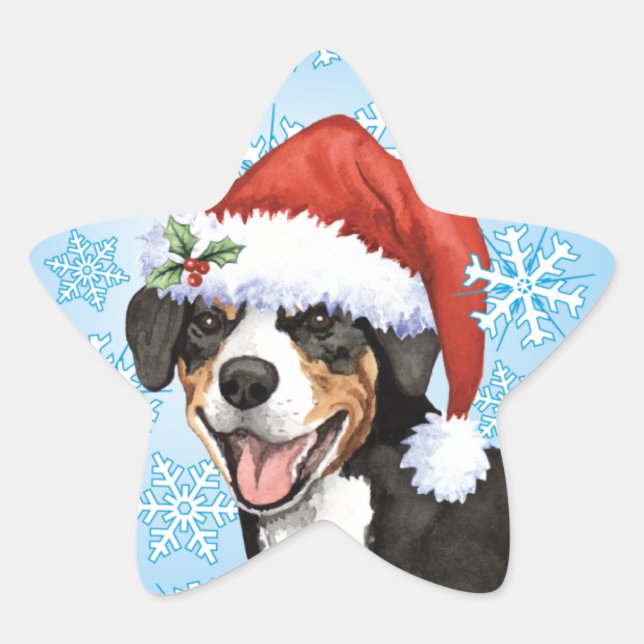 Pegatina En Forma De Estrella Navidades Entlebucher (Anverso)