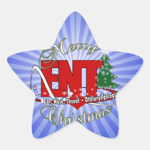 PEGATINA EN FORMA DE ESTRELLA NAVIDADES ENTRE OREJAS MÉDICAS, NARIZ, ROPA