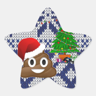 Pegatina En Forma De Estrella navidades feos suéter poop emoji