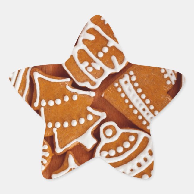 Pegatina En Forma De Estrella Navidades Gingerbread Biscuits (Anverso)