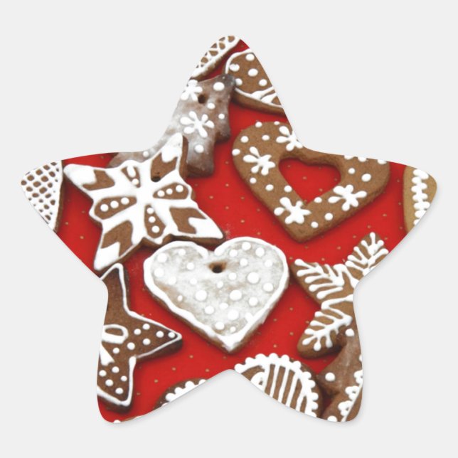 Pegatina En Forma De Estrella Navidades Gingerbread Cookies (Anverso)