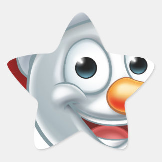 Pegatina En Forma De Estrella Navidades Snowman Santa Hat Emoji