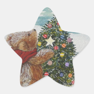 Pegatina En Forma De Estrella Navidades Teddy Bear
