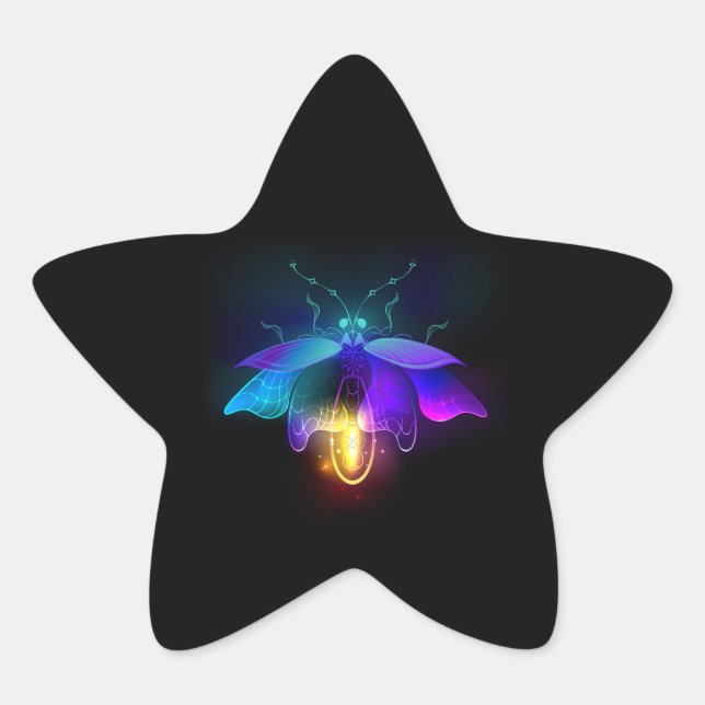 Pegatina En Forma De Estrella Neon Firefly en negro (Anverso)