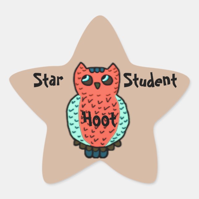 Pegatina En Forma De Estrella Neon Owl Star Student (Anverso)