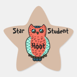 Pegatina En Forma De Estrella Neon Owl Star Student