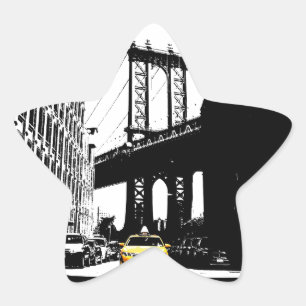 Pegatina En Forma De Estrella New York City Nyc Yellow Taxi Pop Art