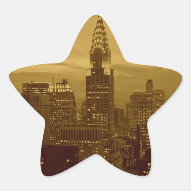 Pegatina En Forma De Estrella New York Manhattan (Anverso)