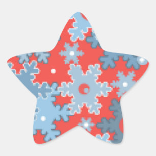 Pegatina En Forma De Estrella Nieve sin foco en el patrón de coral azul azul de 