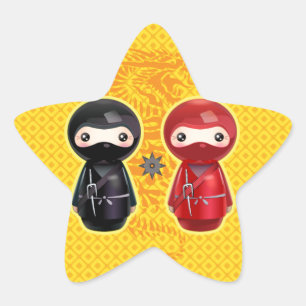 Pegatina En Forma De Estrella Ninja Kokeshi