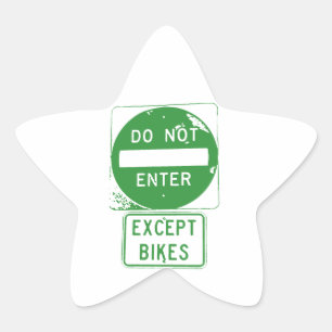 Pegatina En Forma De Estrella No entrar excepto bicicletas