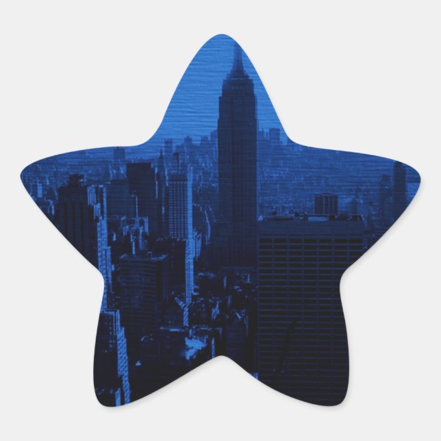 Pegatina En Forma De Estrella Noche azul de Nueva York (Anverso)