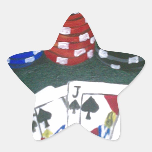 Pegatina En Forma De Estrella Noche de póker (Anverso)