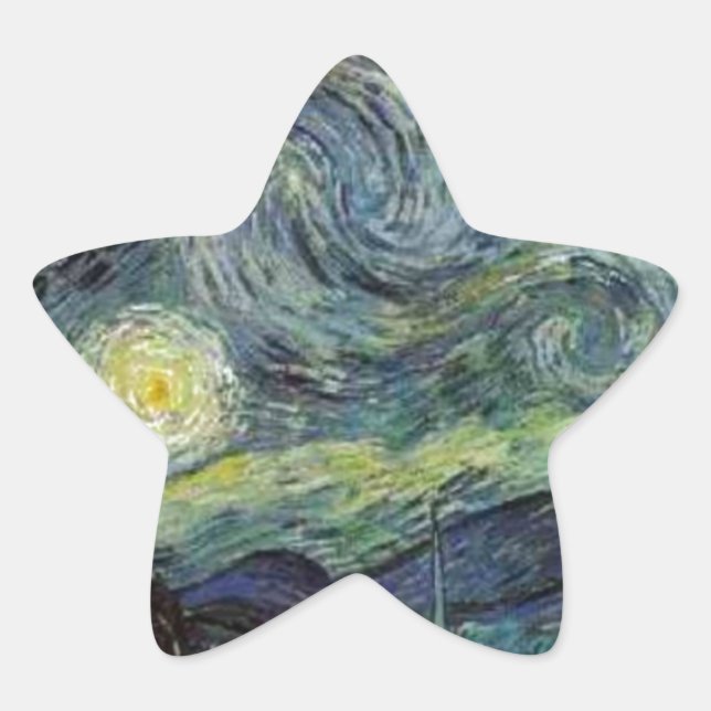 Pegatina En Forma De Estrella Noche Starry - van Gogh (Anverso)