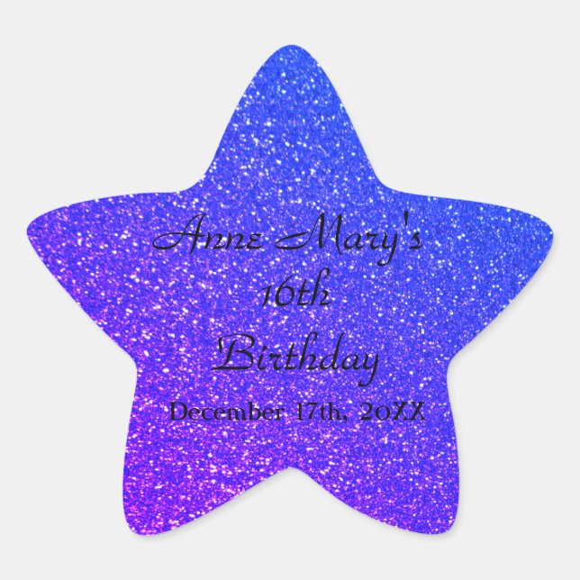 Pegatina En Forma De Estrella Nombre personalizado de la aguja azul Purpurinoso  (Anverso)