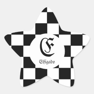 Pegatina En Forma De Estrella Nombre personalizado del club de ajedrez inicial