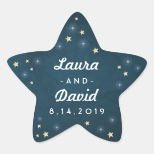 Pegatina En Forma De Estrella Nombres y fecha de los Bodas de las estrellas dora
