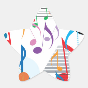 Pegatina En Forma De Estrella Notas musicales