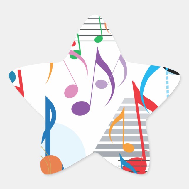Pegatina En Forma De Estrella Notas musicales (Anverso)