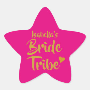 Pegatina En Forma De Estrella Novia Personalizada Tribu Corazón de Oro