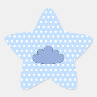 Pegatina En Forma De Estrella Nube azul con puntos de Polka azul y blanco.
