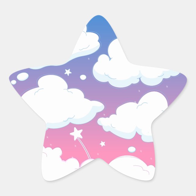 Pegatina En Forma De Estrella nubes  (Anverso)