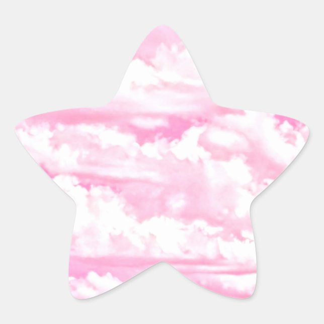 Pegatina En Forma De Estrella Nubes rosadas festivas (Anverso)