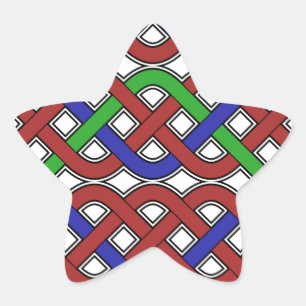 Pegatina En Forma De Estrella Nudos celtas azules, verdes y rojos