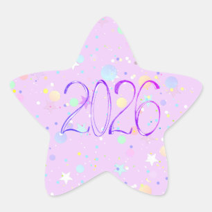 Pegatina En Forma De Estrella número 2026 año nuevo rosa púrpura lindo